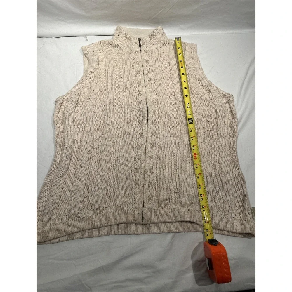 Woolrich Zip Front Sweater  Cardigan Vest Tan Heather Sz S Wool Blend Old‎ Money